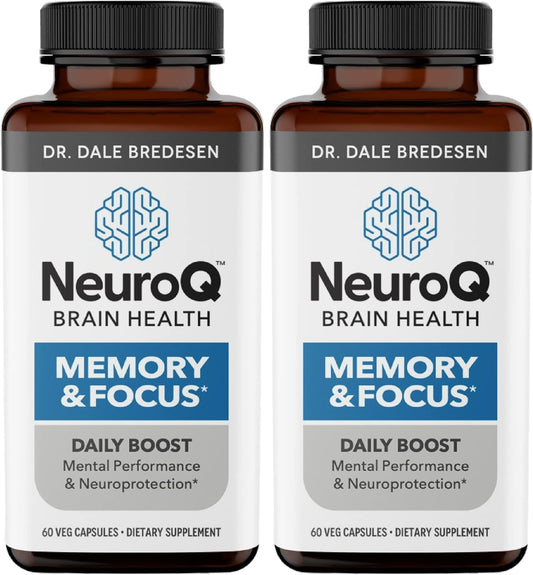 NeuroQ Memory & Focus Supplement - Cognitive Performance Boost - Brain Function Support - Dr. Dale Bredesen Formula - Gotu Kola Ginkgo Phosphatidylserine Propolis - 120 Capsules