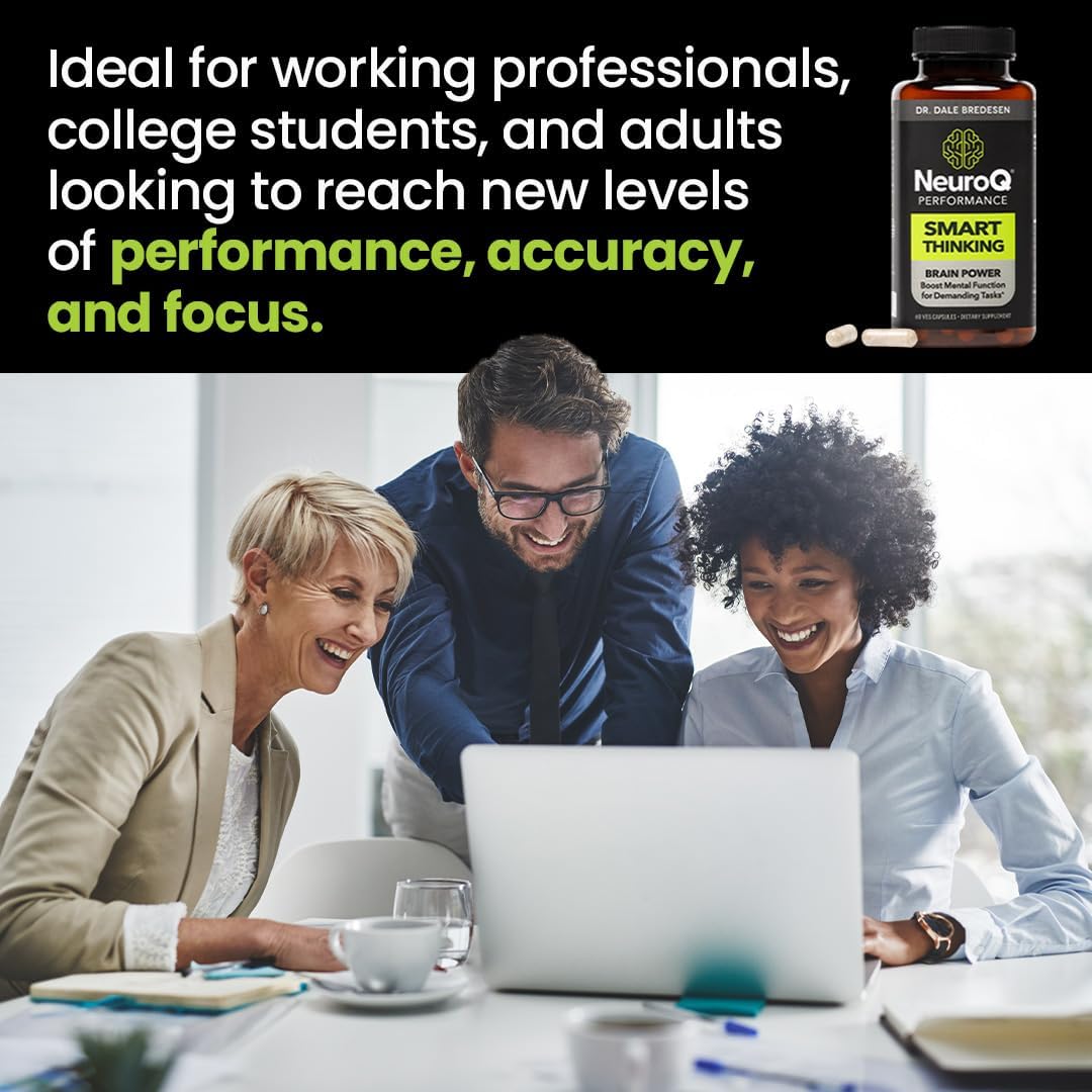 NeuroQ Smart Thinking Supplement Pills - Brain Power & Mental Focus Booster - Memory Recall & Attention Support - Bacognize Bacopa, Cognizin Citicoline, Coffee Extract - 60 Capsules