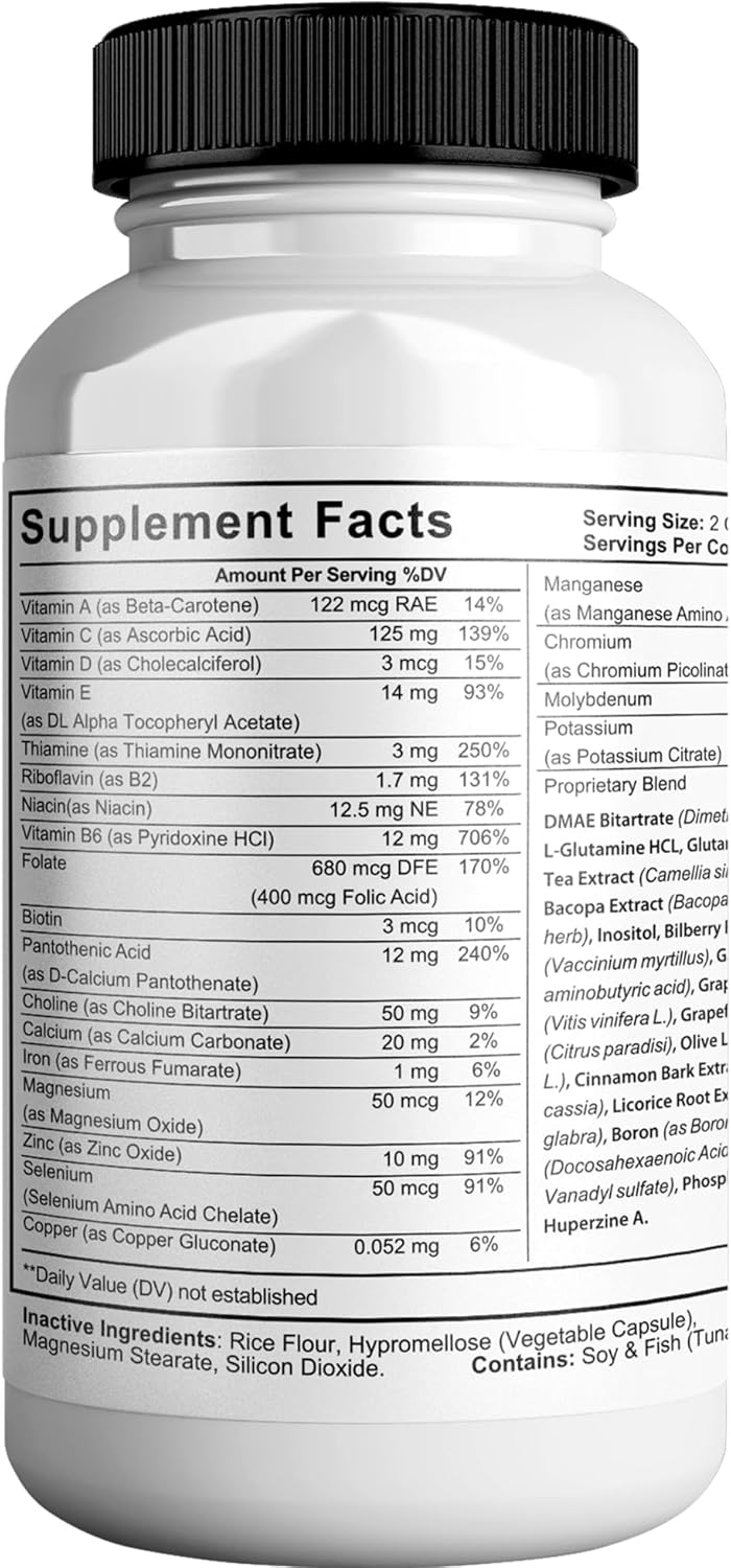 Neuroviva Diamond Max Plus Brain Supplement - Memory & Focus Concentration for Mental Clarity - Cognitive Enhancement Vitamins B6, B12 - 60 Capsules