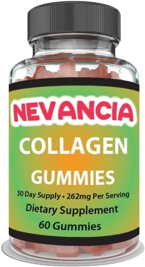 Nevancia Collagen Gummies with Collagen Peptide, Vitamin C, Biotin, Vitamin E, Zinc - Promotes Glowing Skin, Fuller Hair, Stronger Nails, Joint Health - 60 Gummies, 30-Day Supply