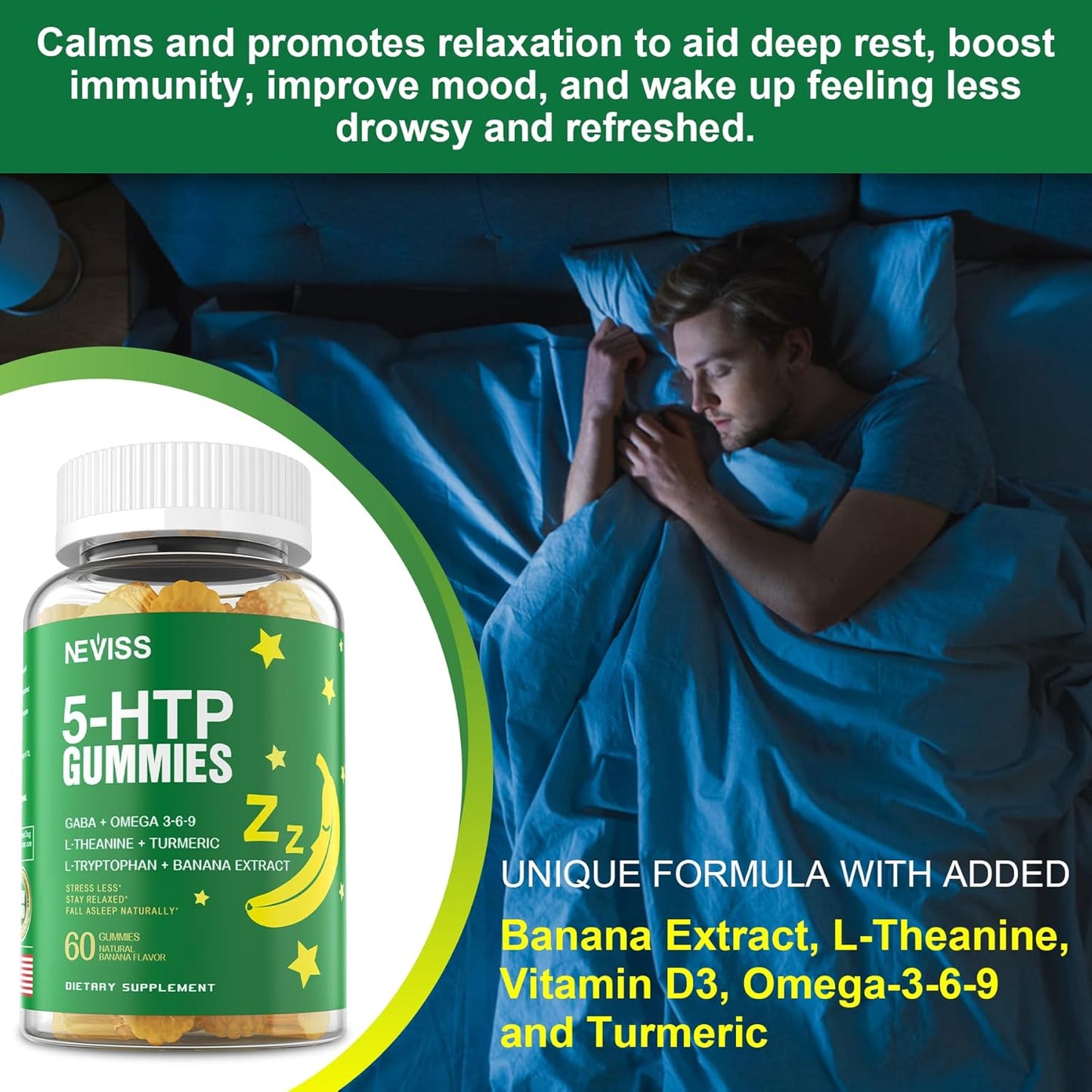 Nevis 5-HTP GABA and Glutathione Gummies Combo Pack - 180 Count