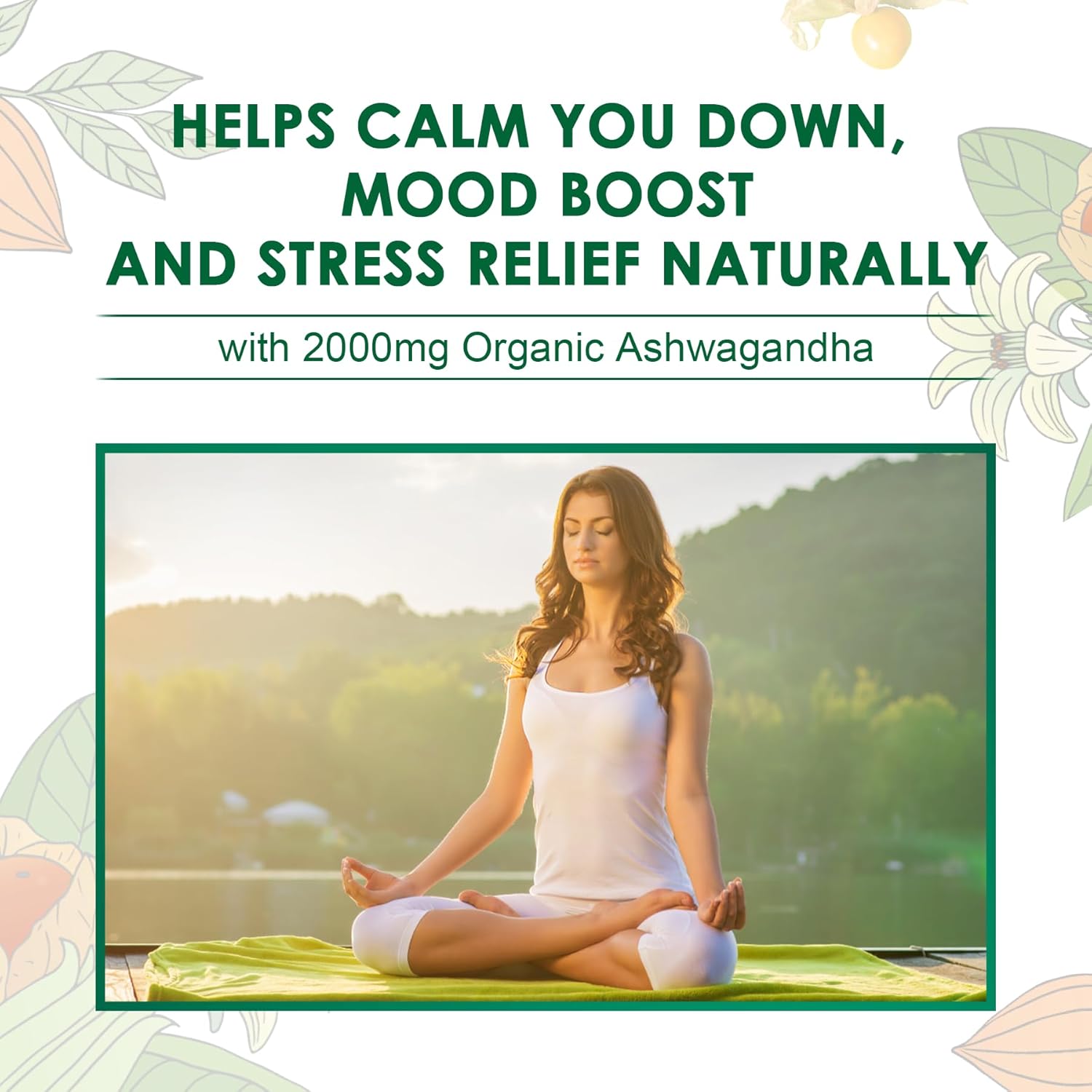 NEVISS Ashwagandha Gummies 2000mg with 5-HTP, L-Theanine, Lemon Balm, Magnesium - Calm, Zzzs, Mood, Energy & Relaxation Support - 60 Count