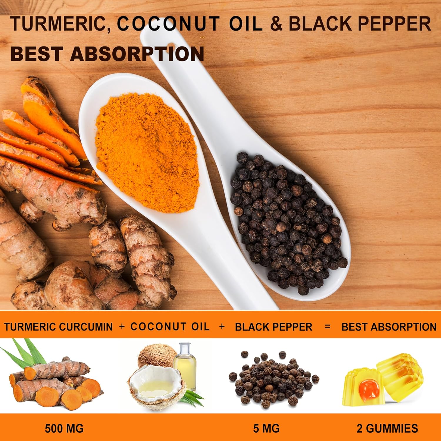 NEVISS Sugar-Free Turmeric Curcumin Gummies 550mg - Adult Formula