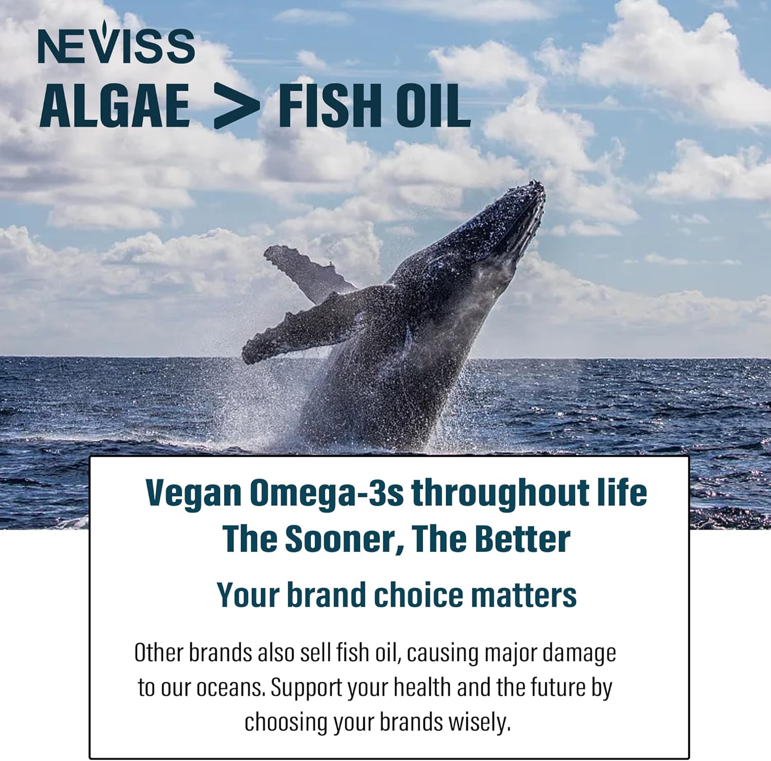 NEVISS Vegan Omega 3 Gummies with 1000mg and Iron 12.5mg Supplement