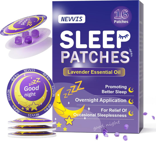 NEVVIS Lavender Essential Oil Sleep Patches for Adults - Upgraded Formula with 100% Natural Plant Ingredients - Long-Lasting and Easy to Use