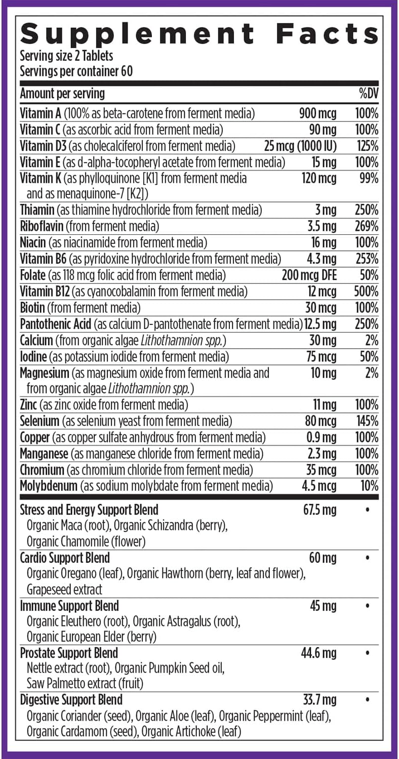 New Chapter Men's Multivitamin Advanced Formula with Whole-Food Nutrients and Selenium for Stress, Brain, Immune, Heart & Energy Support - 120 ct