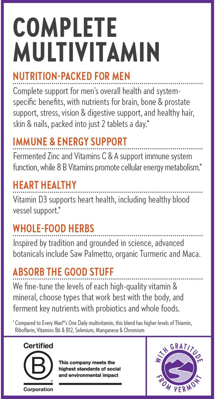 New Chapter Men's Multivitamin Advanced Formula with Whole-Food Nutrients and Selenium for Stress, Brain, Immune, Heart & Energy Support - 120 ct