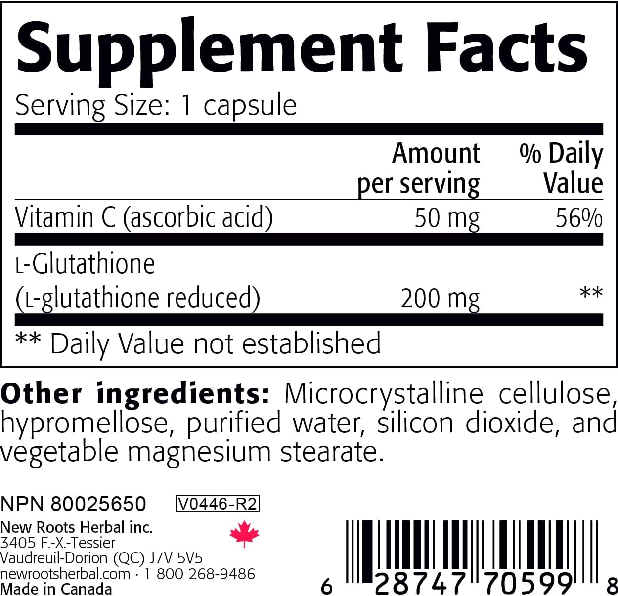 New Roots Glutathione and Vitamin C Supplement for Detox and Immune Support (60 Veg Caps) | Liver Support, Gluten Free, Non-GMO