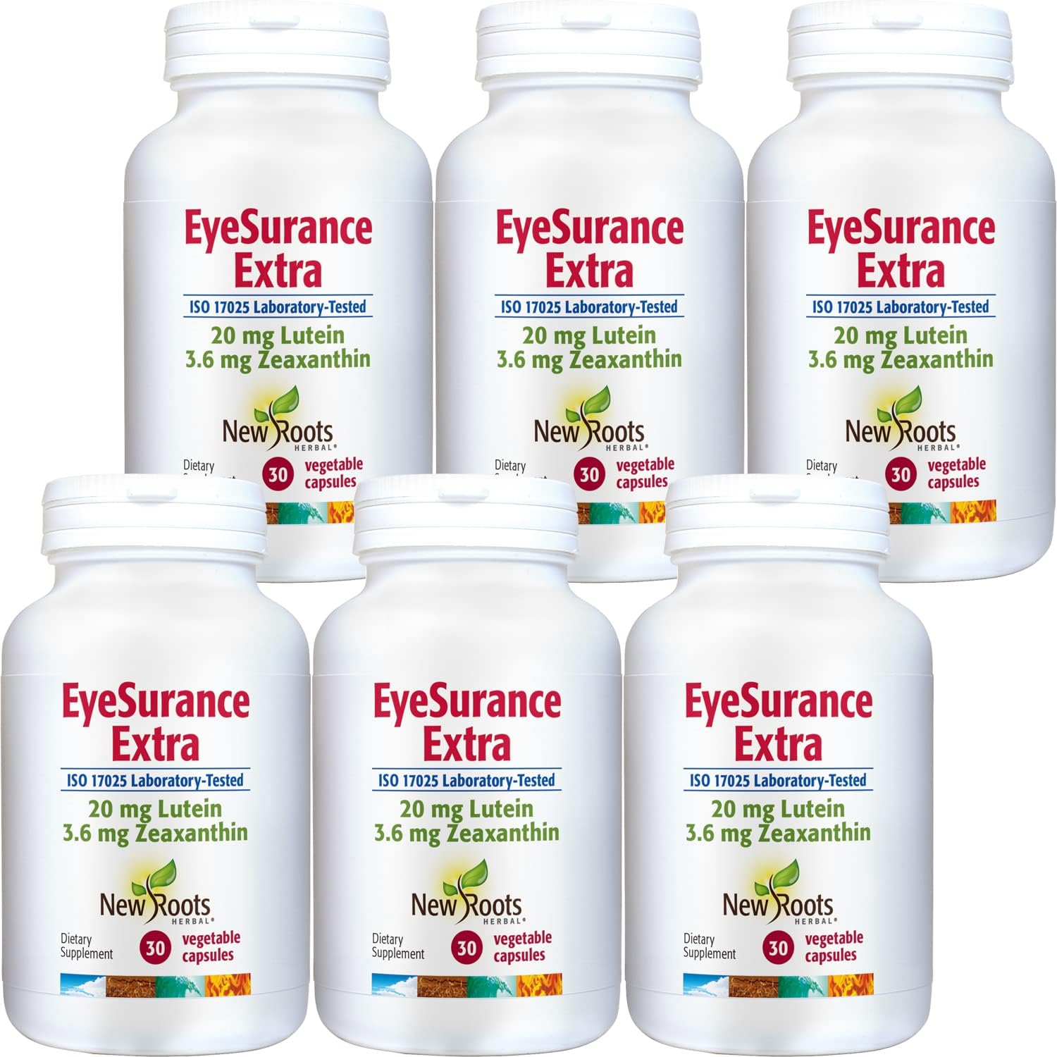 NEW ROOTS HERBAL EyeSurance Extra Multivitamin Supplement | Lutein Zeaxanthin Capsules - Pack of 6