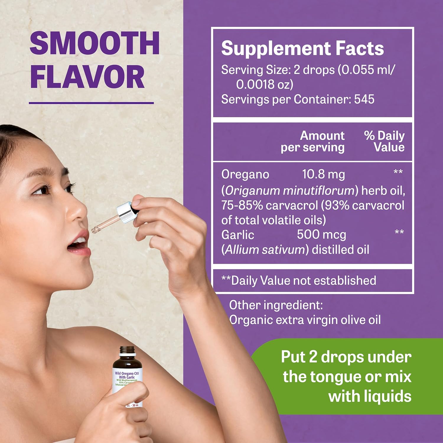 New Roots Herbal Wild Oregano Oil Drops with Garlic - 30ml - C93 Extra Strength - Highest Carvacrol Concentration