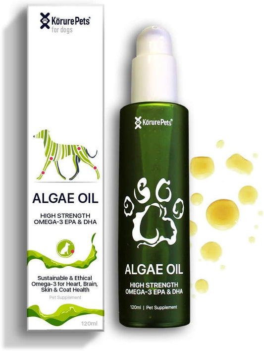 New Zealand Algae Oil Supplement for Dogs | Omega 3 Skin & Coat Relief | Anti-Shedding & Itch Relief | Dry Skin Treatment | 120ml