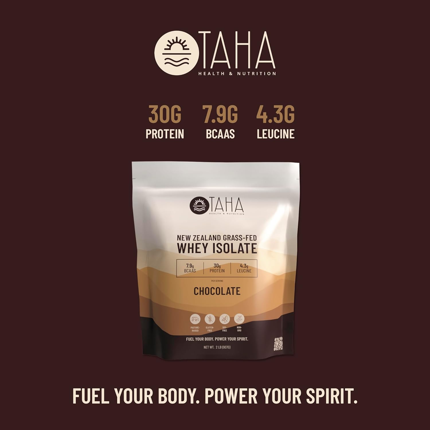 New Zealand Grass-Fed Chocolate Whey Protein Isolate Powder with 30g Protein, 7.9g BCAAs, and 4.3g Leucine | Gluten-Free, Keto, Kosher | 2LB, ~24 Servings
