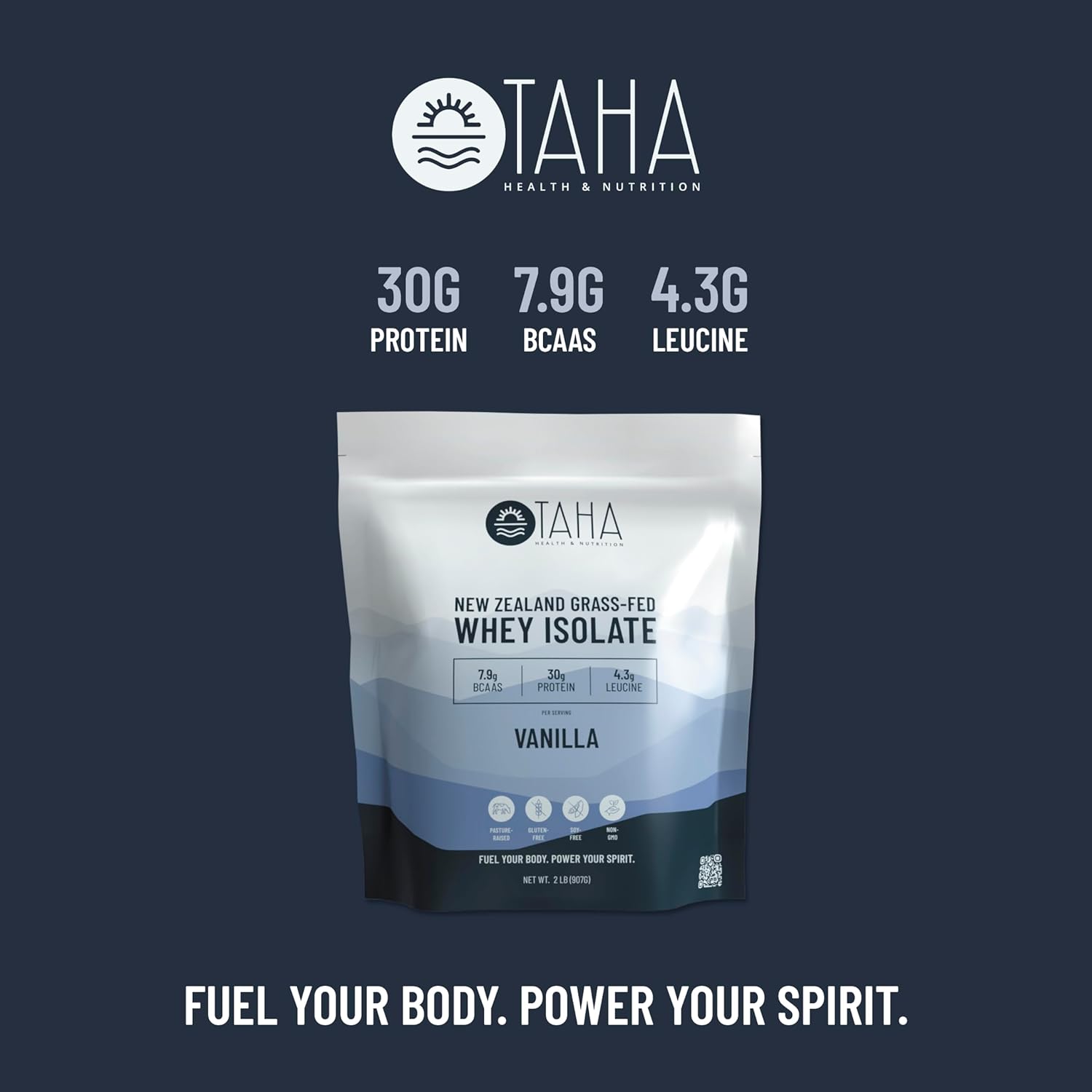New Zealand Grass-Fed Vanilla Whey Protein Isolate Powder - 30g Protein, 7.9g BCAAs, 4.3g Leucine - Gluten-Free, Keto, Kosher - 2LB, 25 Servings