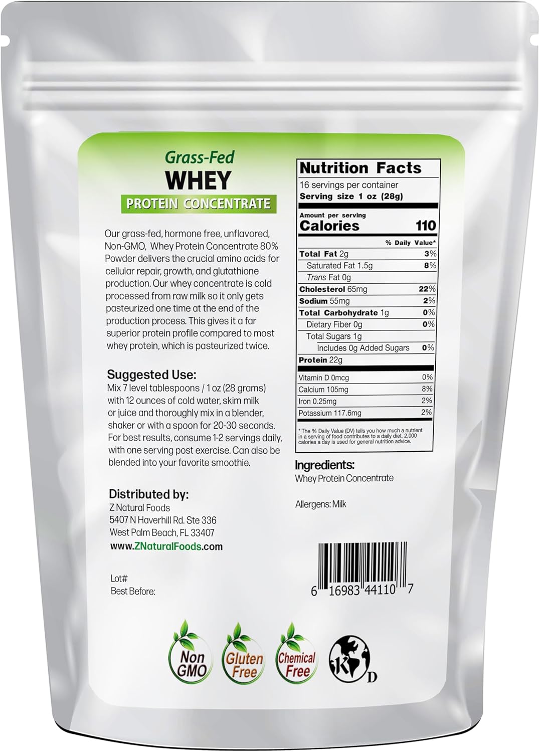 New Zealand Grass-Fed Whey Protein Concentrate Powder - Pure, Cold-Processed Nutrition for Fitness - Unflavored, 1 lb - BoostGo Australia
