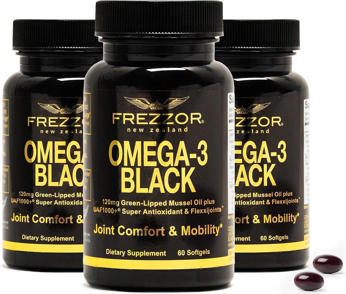 New Zealand Green Lipped Mussel Oil Capsules - High Potency Joint Care Supplement with UAF1000+ Antioxidant - 60 Count (Pack of 3)