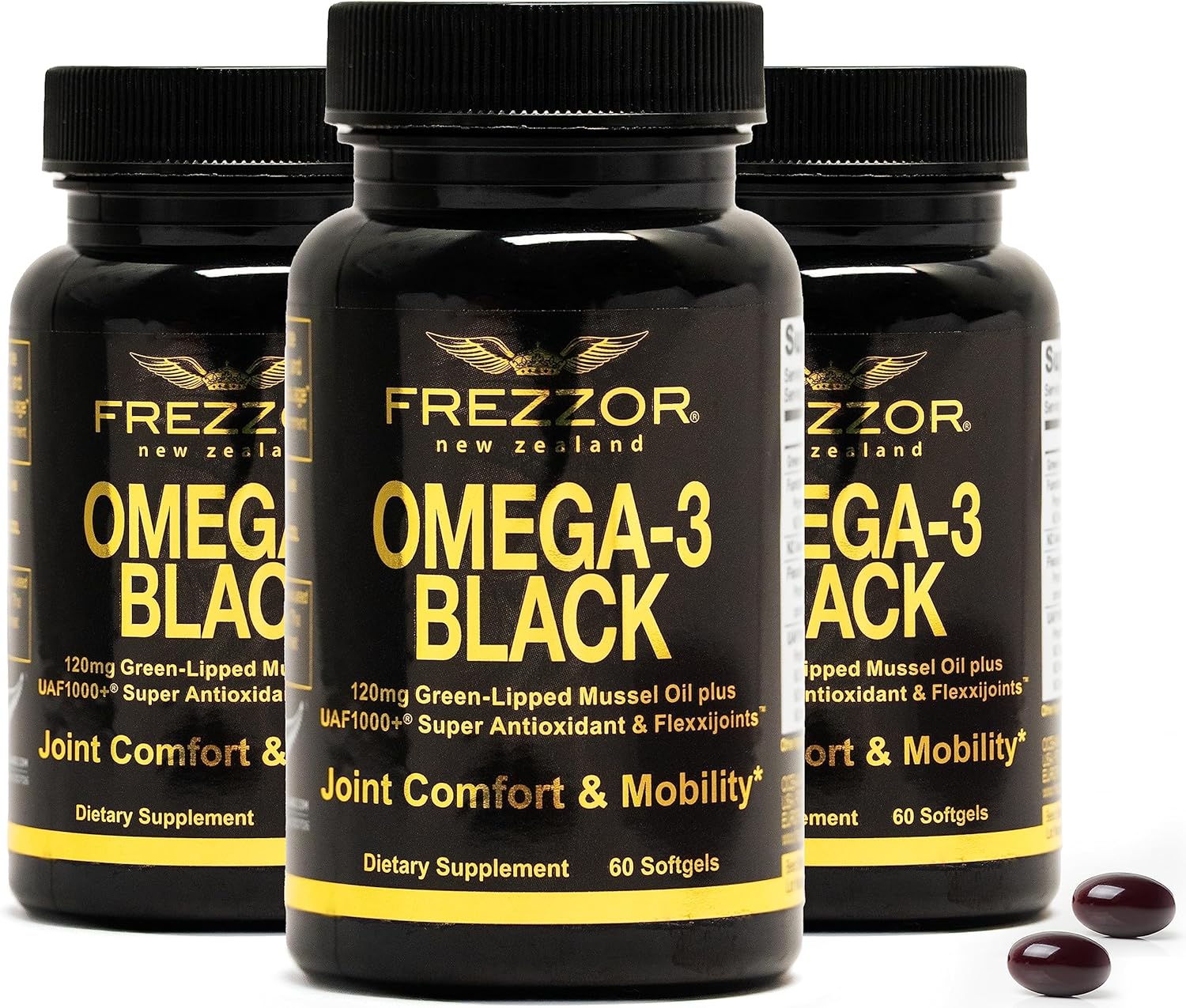 New Zealand Green Lipped Mussel Oil Capsules - High Potency Joint Care Supplement with UAF1000+ Antioxidant - 60 Count (Pack of 3)