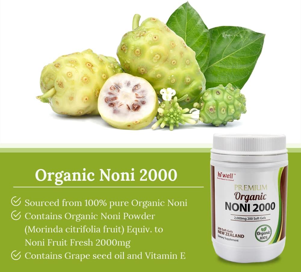 New Zealand Noni 2000 Softgels - Pure & Natural Hi Well Premium Formula