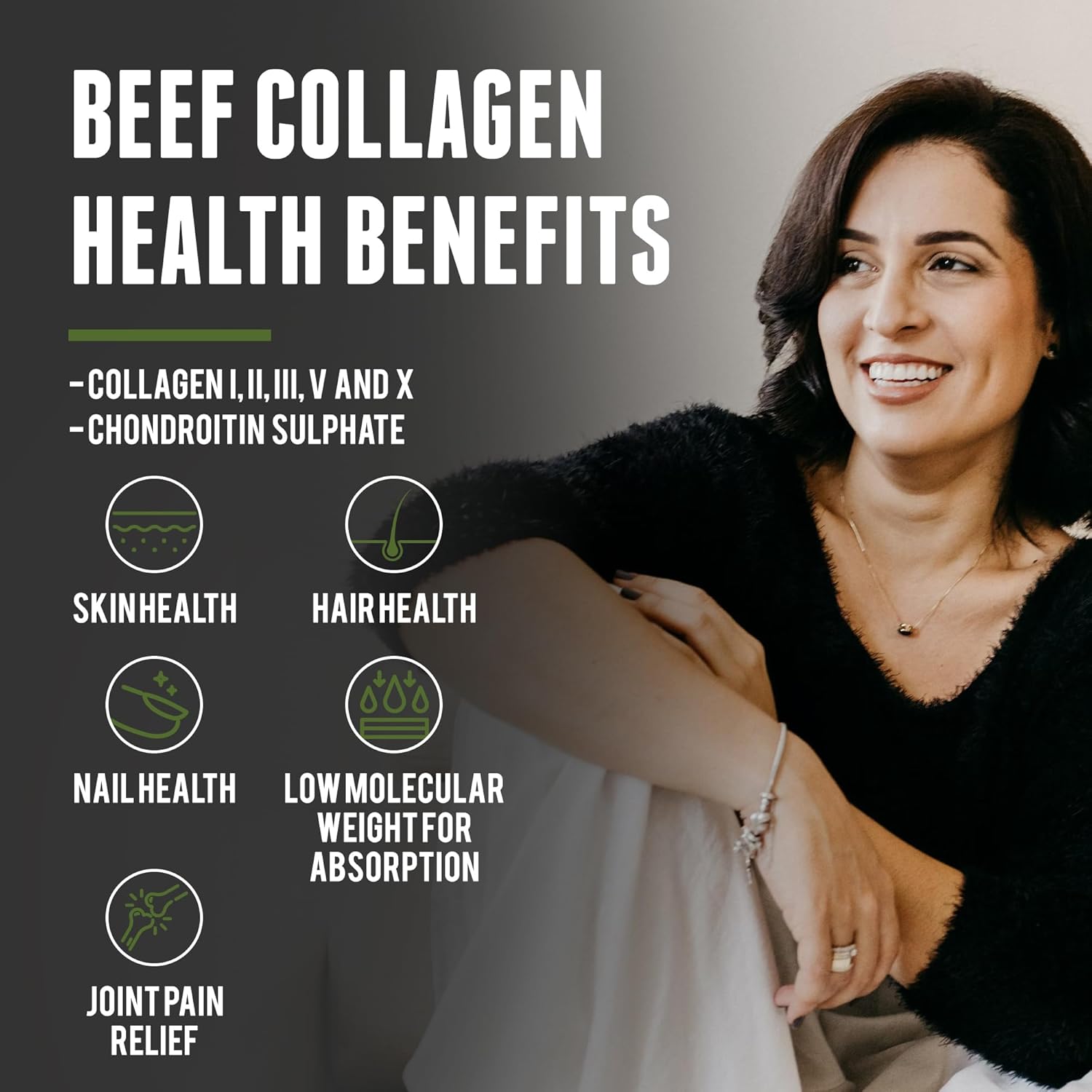 New Zealand Sourced Grass Fed Beef Collagen Supplement - 200 Count, 3,000mg per Serving