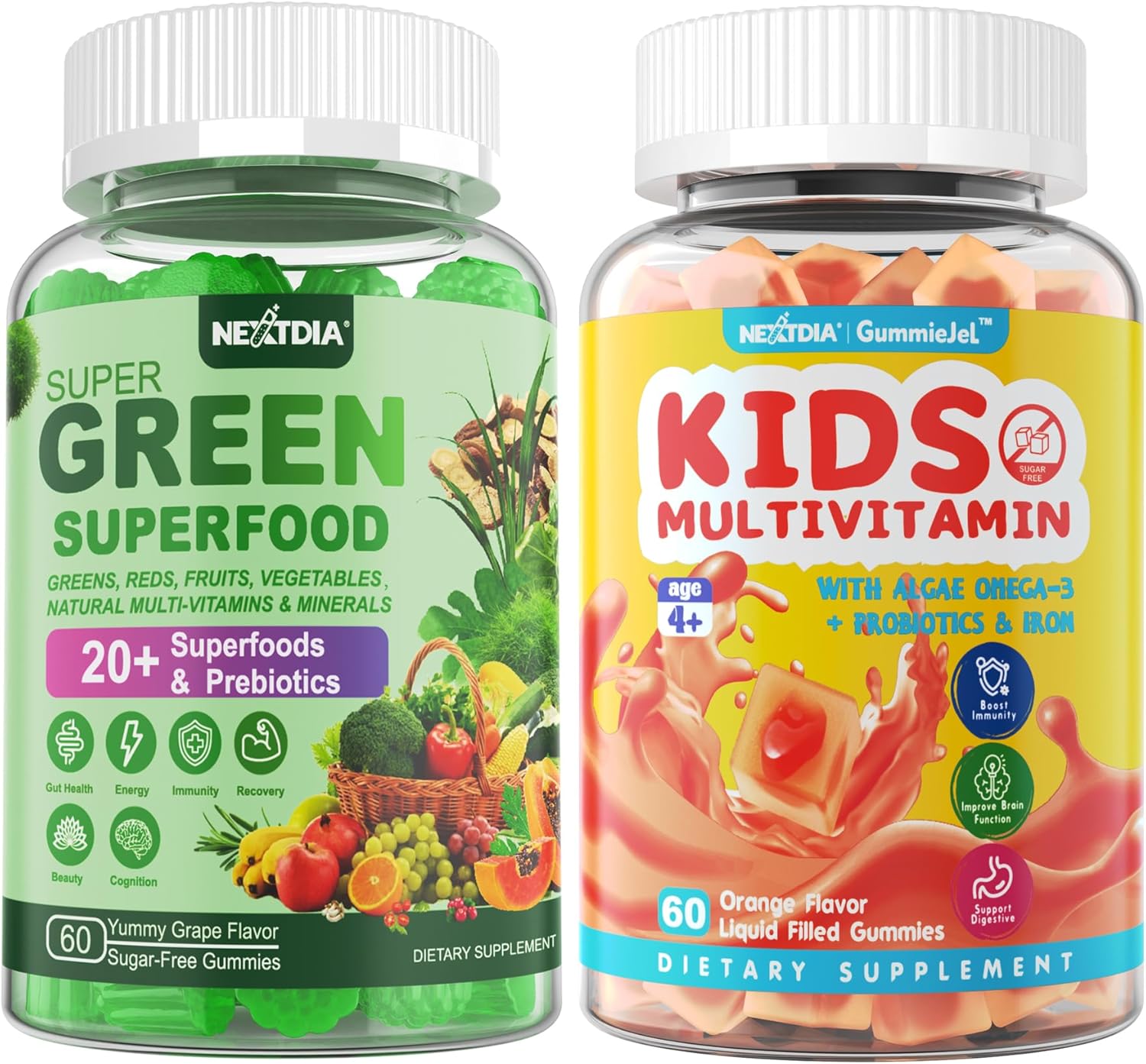 Nextdia Kids Multivitamin and Super Greens Gummies for Healthy Growth and Development