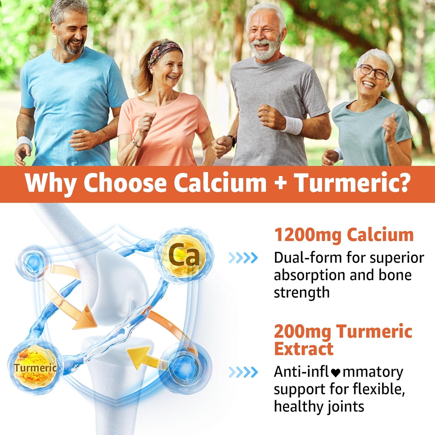 Nextdia Turmeric Calcium Gummies with Vitamin D3, K2, B12, and Zinc - Sugar-Free Vegan Supplement for Bone, Muscle, and Immune Health (120 Count)