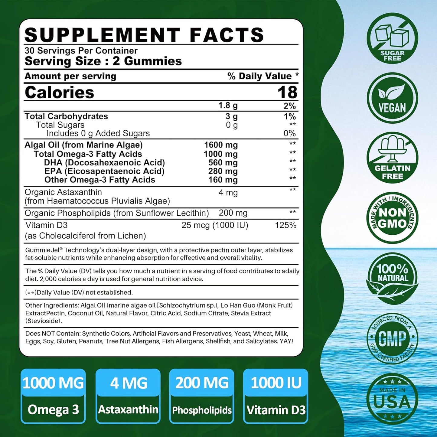 Nextdia Vegan Omega 3 Gummies + Sugar Free Fiber Gummies Combo Pack