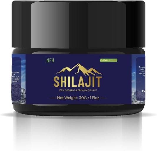 NFH Pure Himalayan Shilajit Organic Resin Supplement 30g - Vitality & Immunity Support with Fulvic Acid & Trace Minerals - Gold Grade Authentic Resin for Men & Women