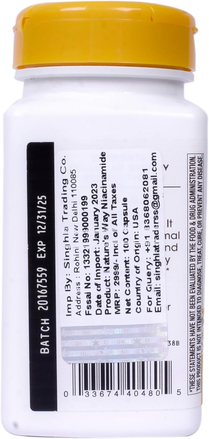 Niacinamide 500mg Capsules - Pack of 100 (2-Pack) by Nature's Way