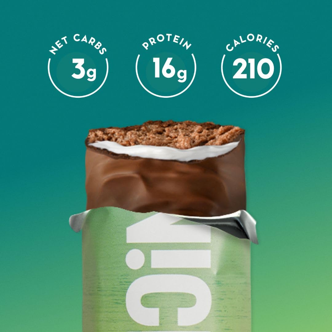 NICKS Mint Chocolate Protein Bars | 16g Protein | 210 Calories | Low Carb Keto Snacks | No Added Sugar | 12 Bars x 50g Pack