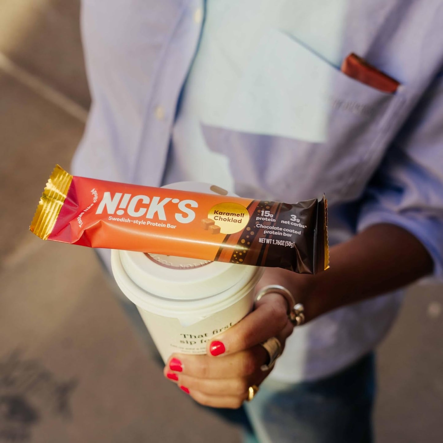 Nick's Protein Bars Chocolate Caramel | High Protein Low Carb Snacks | Keto Friendly | No Added Sugar | 12 Bars x 50g