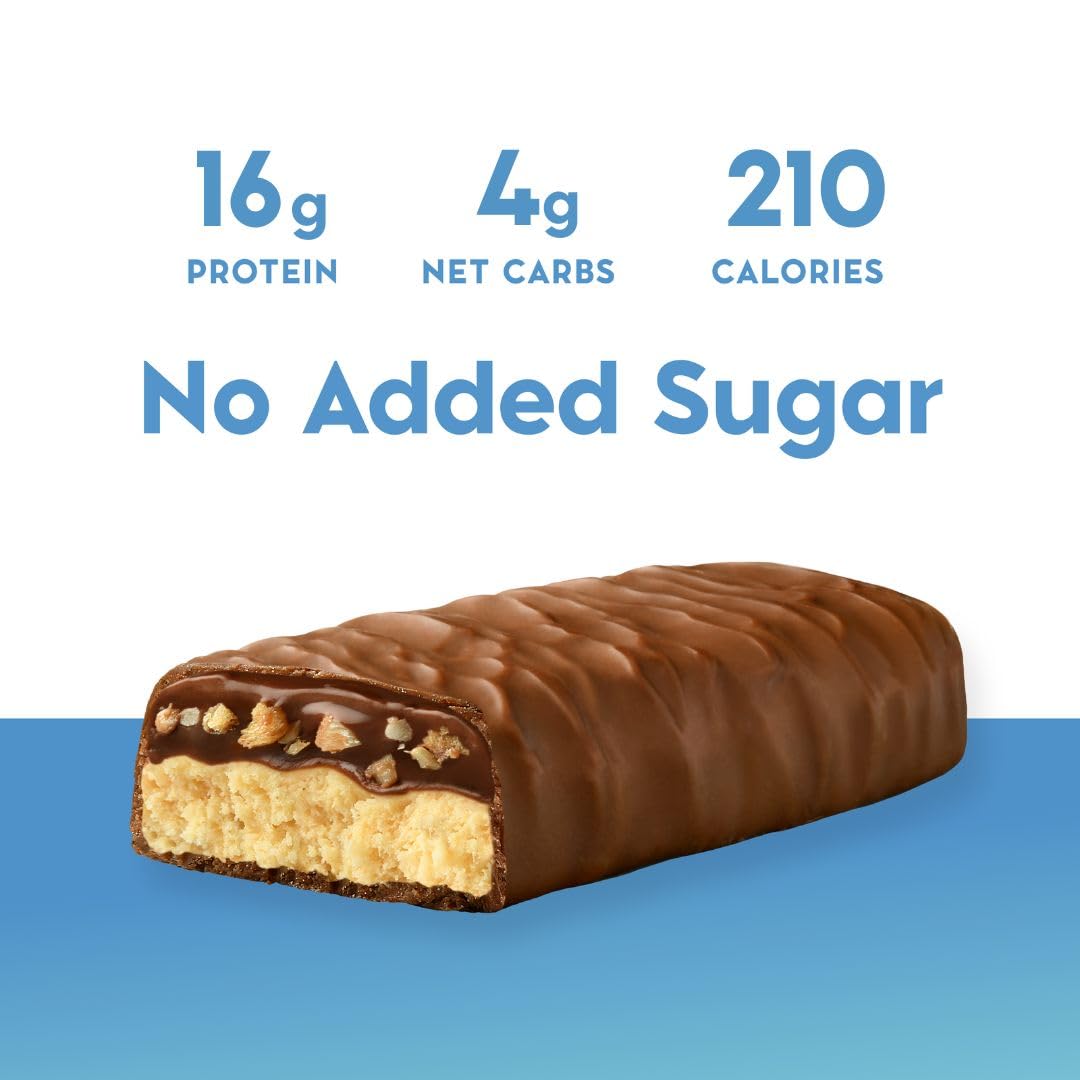 Nick's Protein Bars Crispy Nougat - 16g Protein, 210 Calories, Low Carb, Keto Friendly - No Added Sugar - Multipack of 12 Bars x 50g
