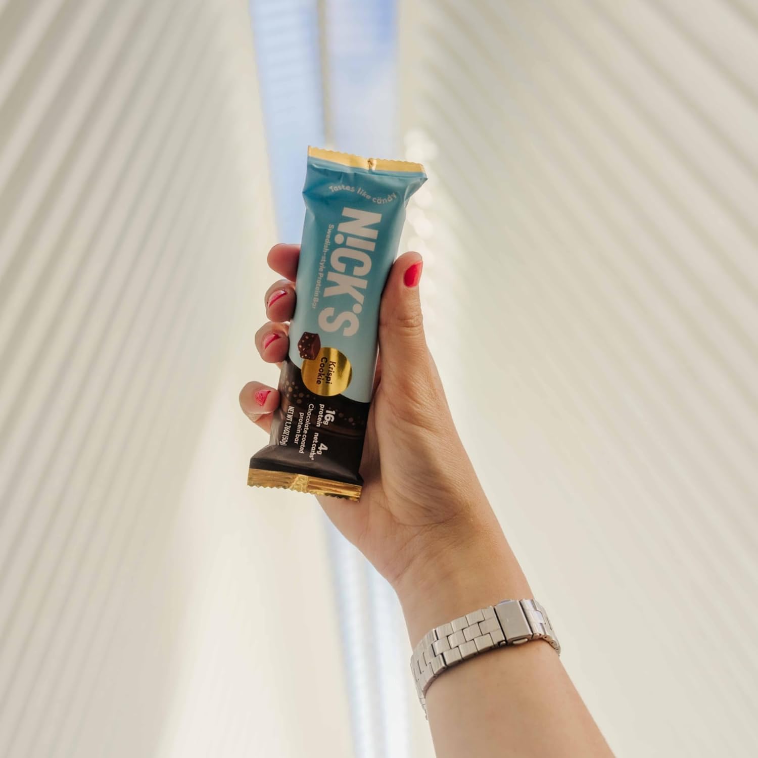 Nick's Protein Bars Crispy Nougat - 16g Protein, 210 Calories, Low Carb, Keto Friendly - No Added Sugar - Multipack of 12 Bars x 50g