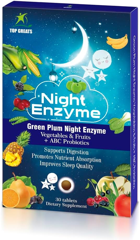 Night Enzyme with Probiotics for Digestive Health and Better Sleep - 90 Tablets for Men and Women