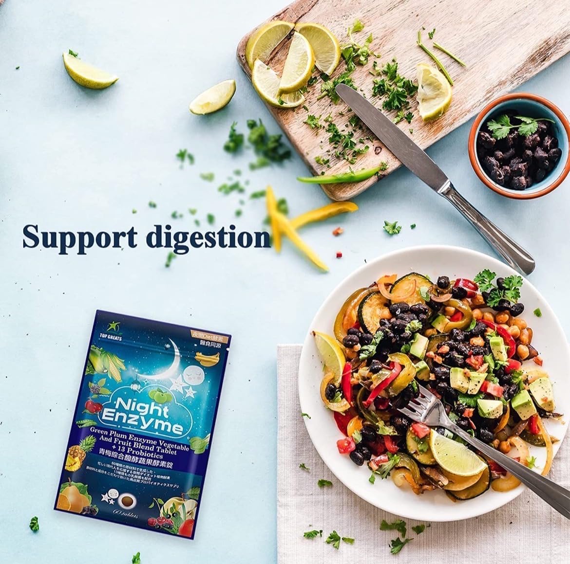 Night Enzyme with Probiotics for Digestive Health and Better Sleep - 90 Tablets for Men and Women