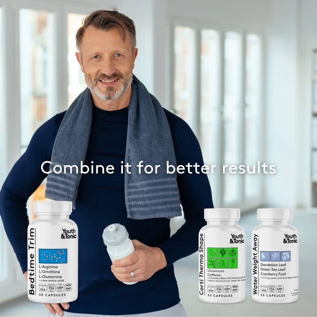 Night Time Metabolism Support Supplement for Men and Women | Youth & Tonic PM Bedtime Trim Amino Acids Pills - 30 Capsules for Lean Muscles