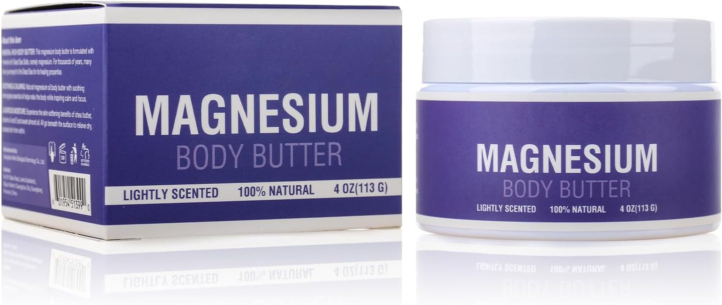 Nighttime Magnesium Cream for Sleep and Health - Topical Lotion for Feet, Legs, Bones, Heart, and Muscles - 4 OZ Magnesium Oil for Kids and Adults