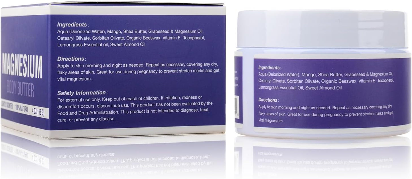 Nighttime Magnesium Cream for Sleep and Health - Topical Lotion for Feet, Legs, Bones, Heart, and Muscles - 4 OZ Magnesium Oil for Kids and Adults