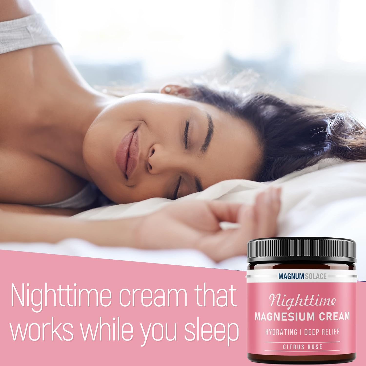 Nighttime Magnesium Lotion, Citrus Rose Scent, Topical Chloride for Muscle Relief - 4 Fl Oz - Safe for Kids - Made in USA