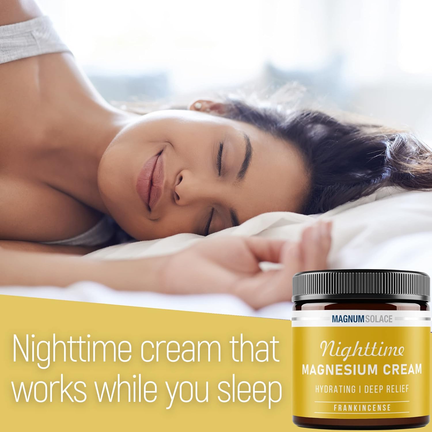 Nighttime Magnesium Lotion for Legs, Buttocks, Arms, and Chest - Topical Magnesium Chloride Cream - USA Made and Kid-Safe