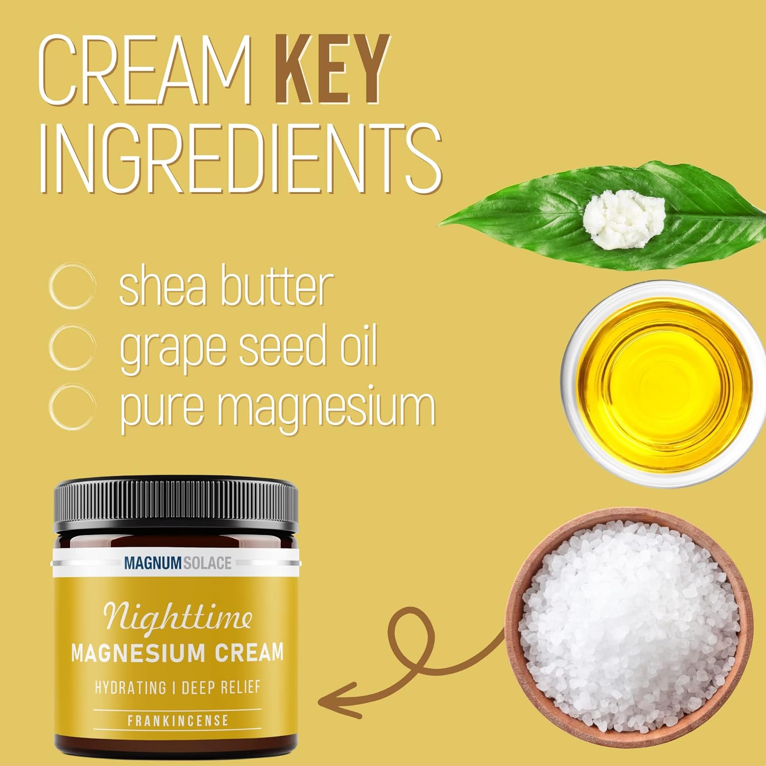 Nighttime Magnesium Lotion for Legs, Buttocks, Arms, and Chest - Topical Magnesium Chloride Cream - USA Made and Kid-Safe