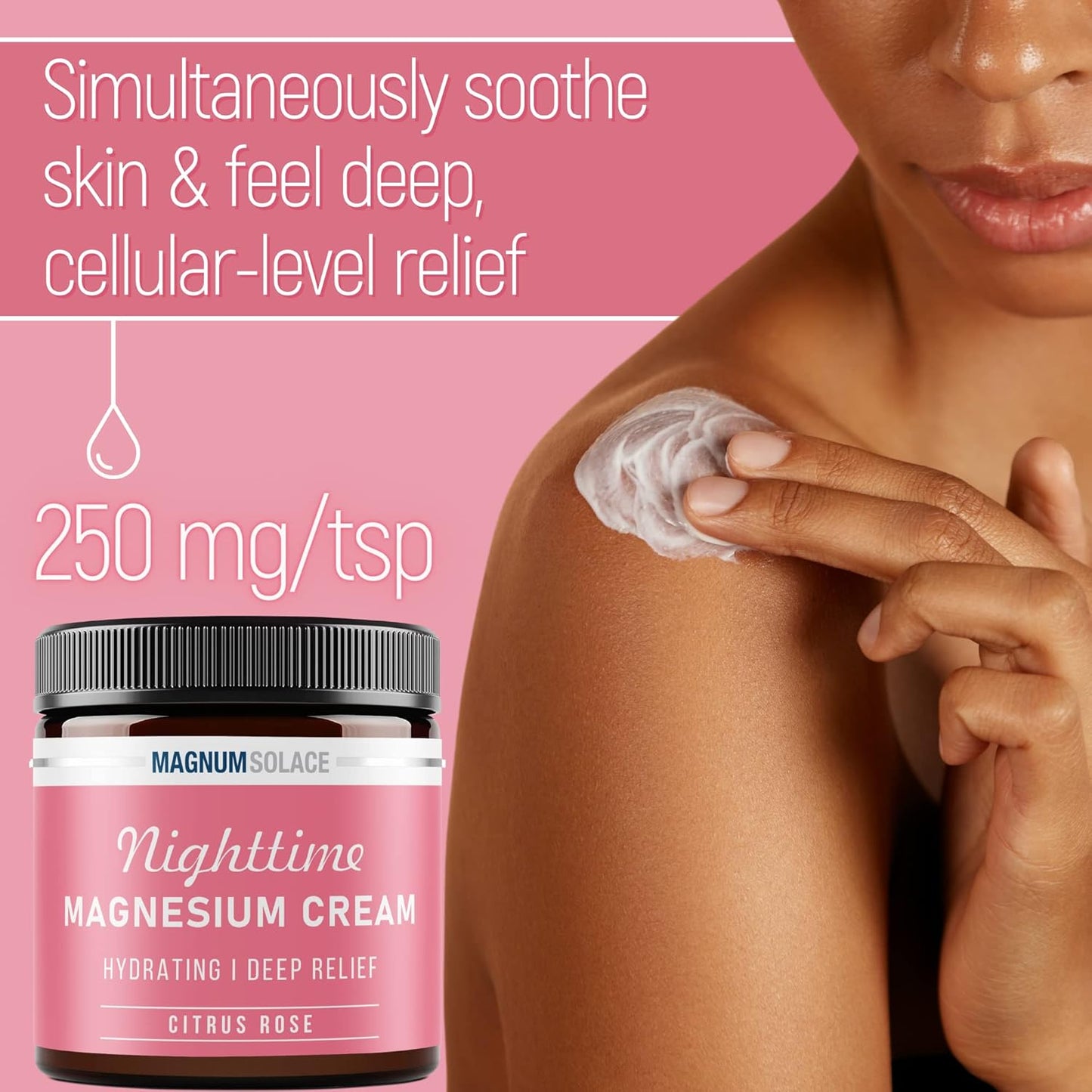 Nighttime Magnesium Lotion for Muscle Relief - Topical Magnesium Chloride Cream for Legs, Arms, and Chest - Citrus Rose Scented, Safe for Kids - 4 Fl Oz, Made in USA