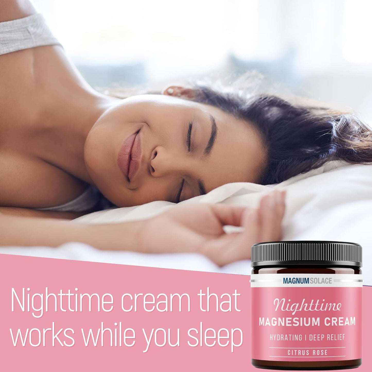 Nighttime Magnesium Lotion for Muscle Relief - Topical Magnesium Chloride Cream for Legs, Arms, and Chest - Citrus Rose Scented, Safe for Kids - 4 Fl Oz, Made in USA