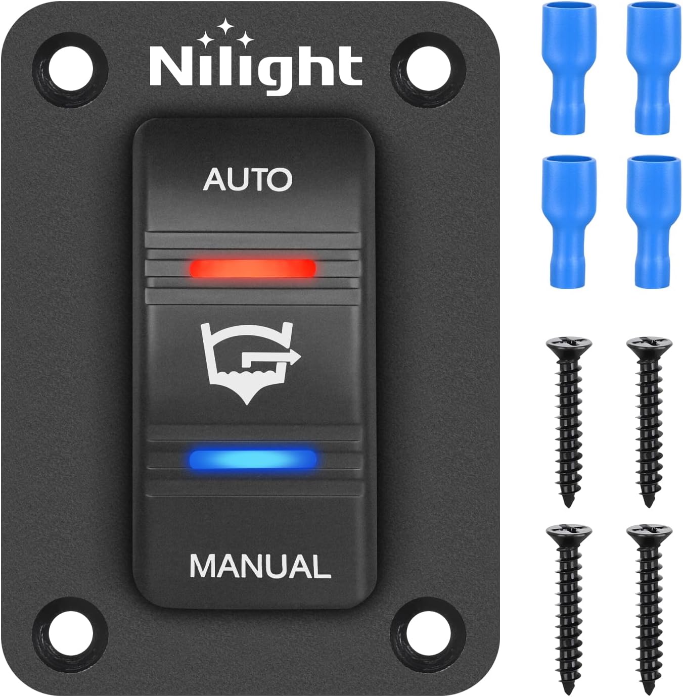 Nilight Auto Rocker Switch Panel with LED for Marine Boat Yacht Caravan - 4 Pin On/Off SPDT Switches, 20A/12V 10A/24V - Ideal for Fishing Boat, Vessel, RV, Camper