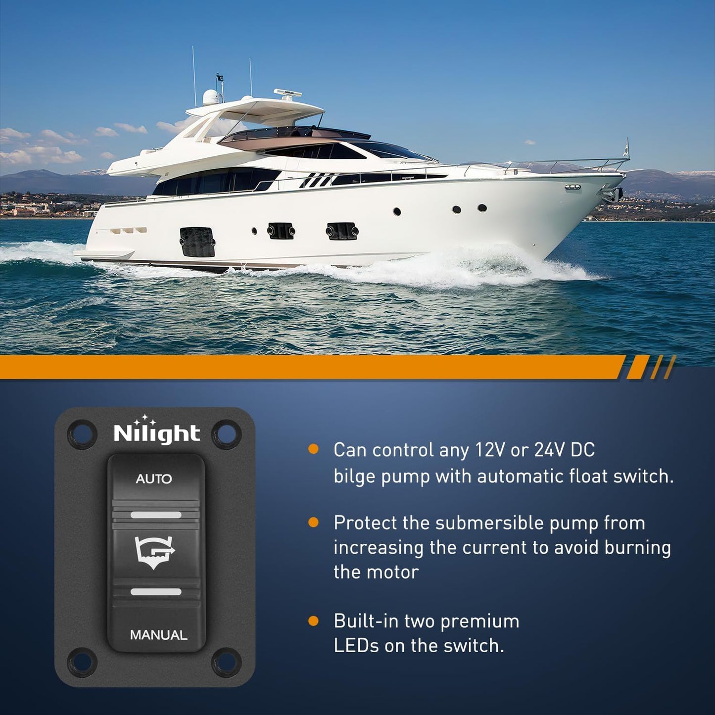 Nilight Auto Rocker Switch Panel with LED for Marine Boat Yacht Caravan - 4 Pin On/Off SPDT Switches, 20A/12V 10A/24V - Ideal for Fishing Boat, Vessel, RV, Camper