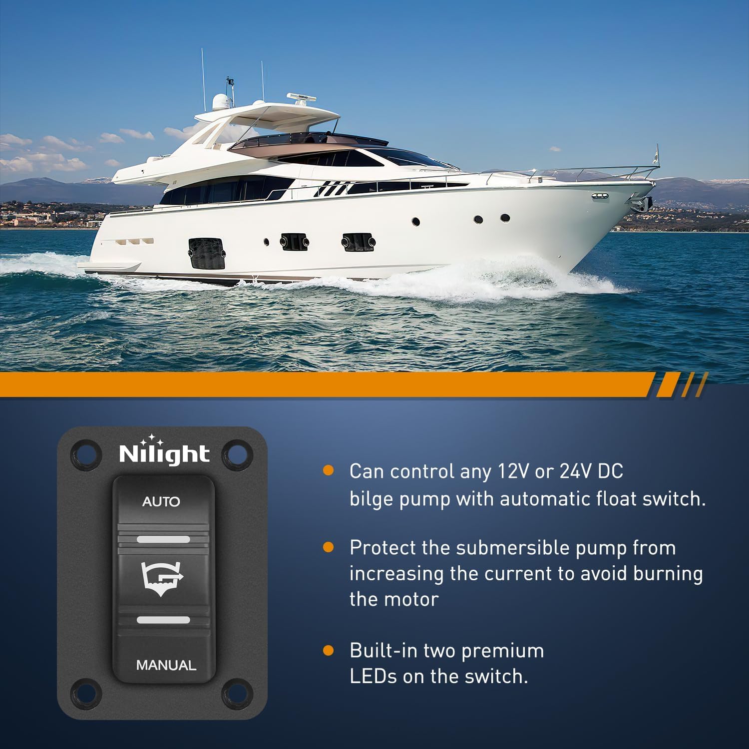 Nilight Auto Rocker Switch Panel with LED for Marine Boat Yacht Caravan - 4 Pin On/Off SPDT Switches, 20A/12V 10A/24V - Ideal for Fishing Boat, Vessel, RV, Camper