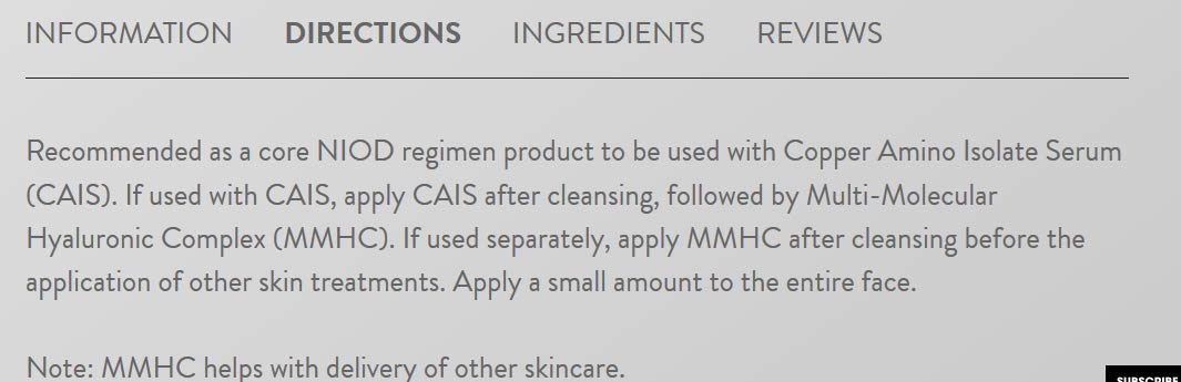 NIOD Multi-Molecular Hyaluronic Complex Serum - 1 Fluid Ounce