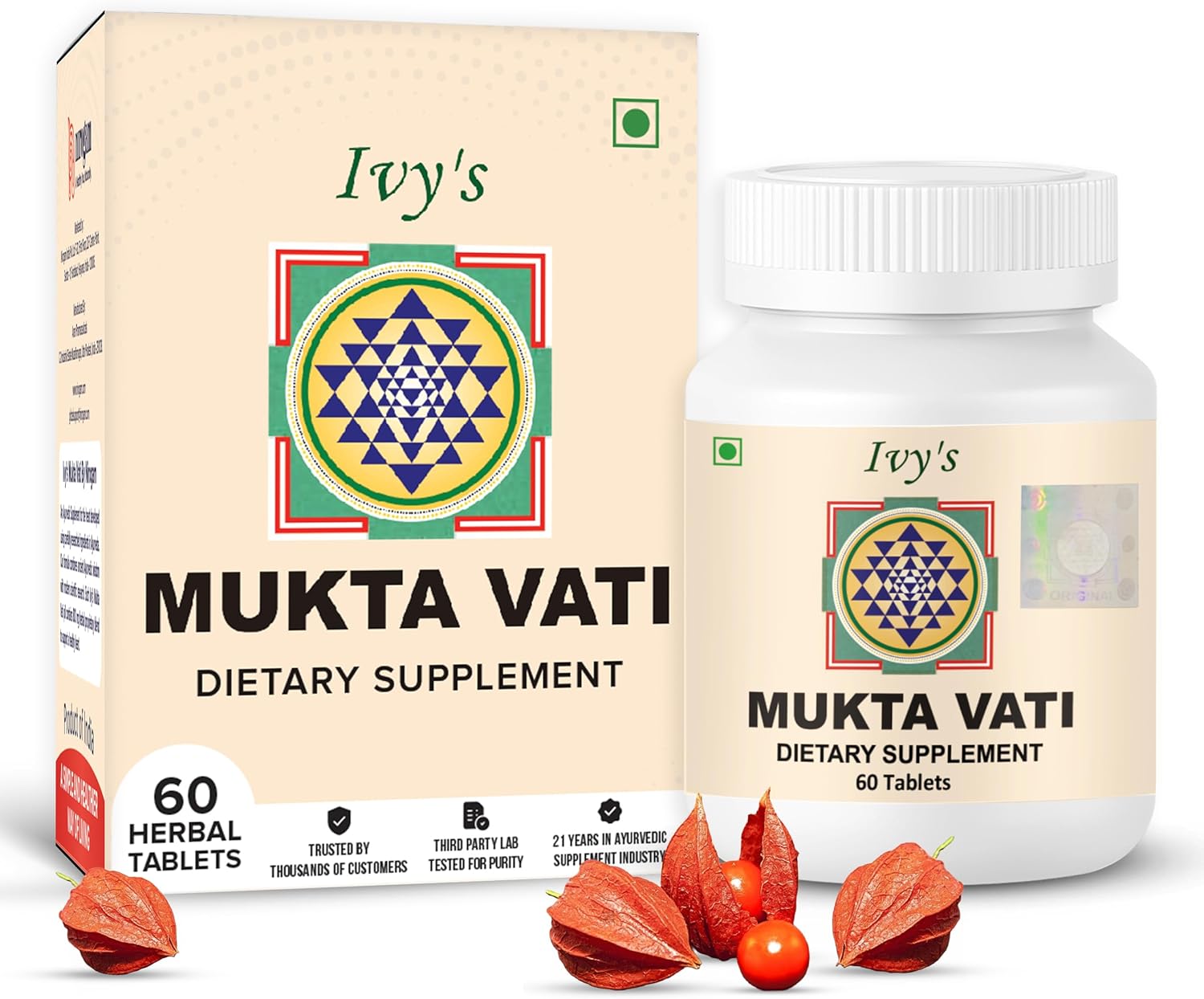 Nirogam Ivy's Mukta Vati Natural Heart Care Supplement - 60 Pills for Healthy Heart & Blood Pressure Support