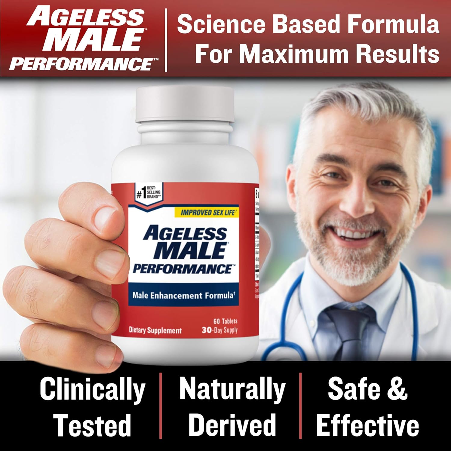 Nitric Oxide Booster for Men - Improve Blood Flow, Energy, Drive, and Stamina with Ageless Male Performance Supplement