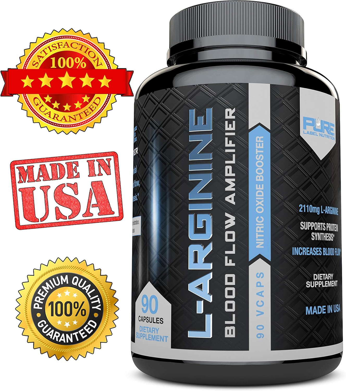 Nitric Oxide Booster: L-Arginine Capsules for Muscle Building and Energy - 90 Capsules