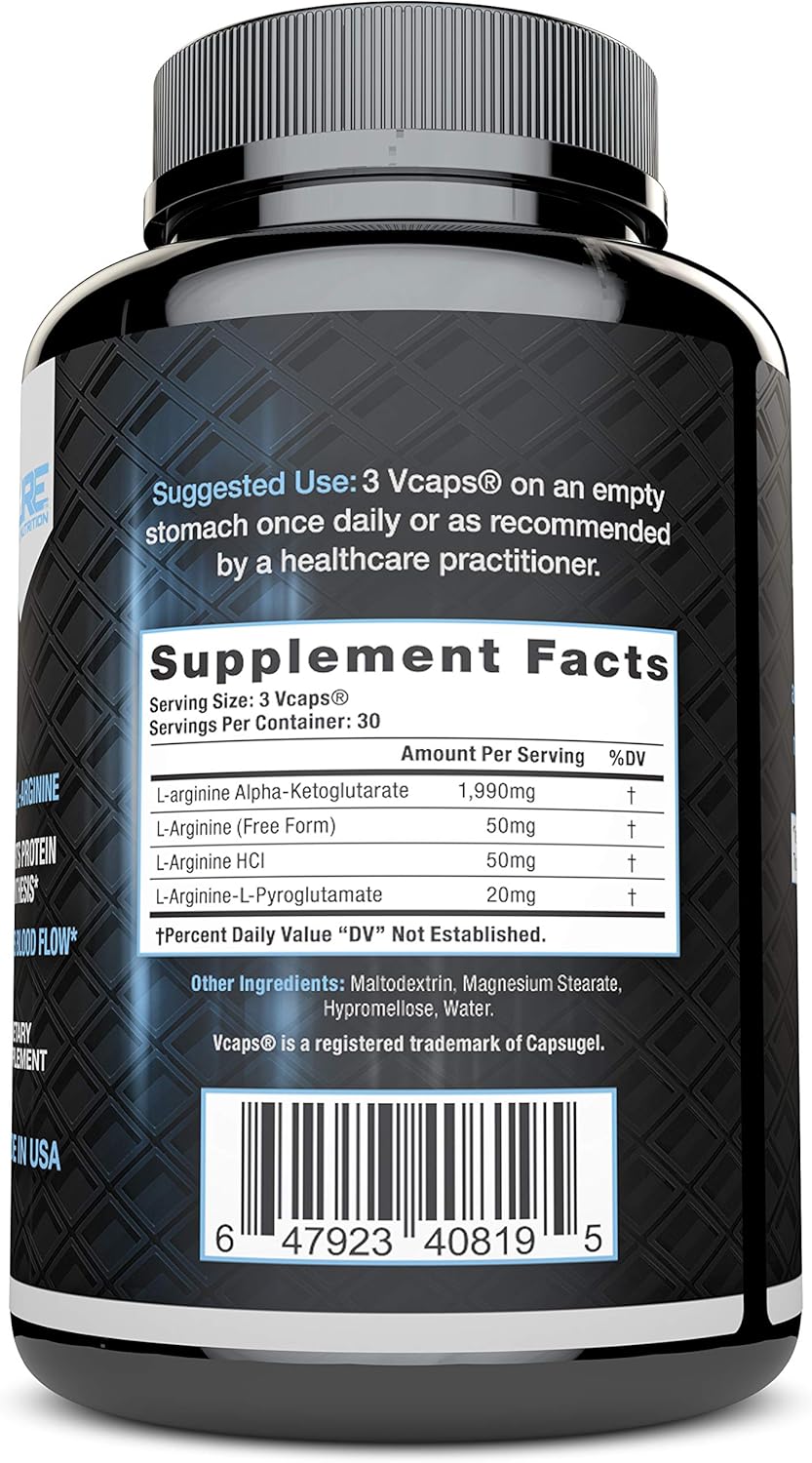 Nitric Oxide Booster: L-Arginine Capsules for Muscle Building and Energy - 90 Capsules