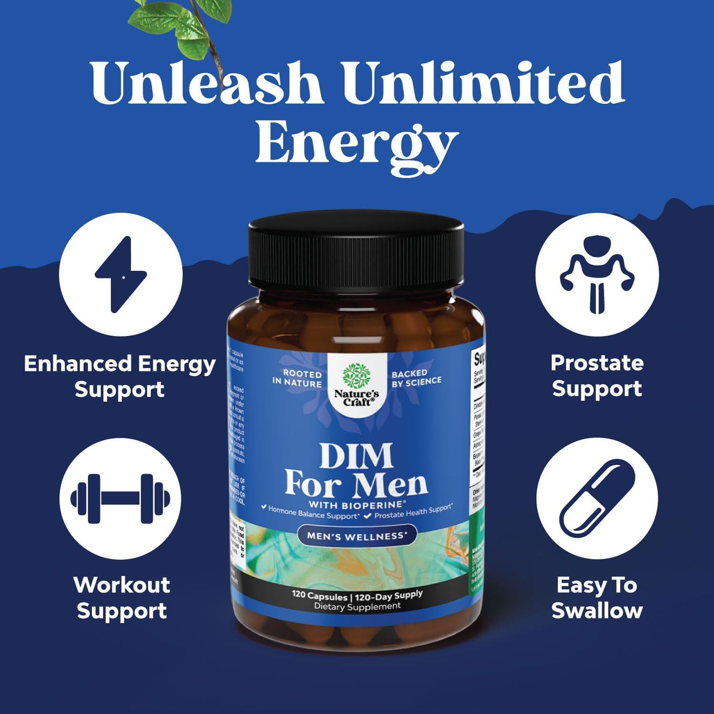 Nitric Oxide Support Pills Bundle for Men - Boost Energy, Strength, Recovery, and Muscle Building with DIM Supplement - Estrogen Blocker